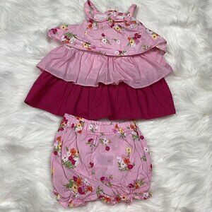 PENELOPE MACK 2pc Dress Top Bottoms Set Girl Baby Infant 6-9 Months Pink Floral